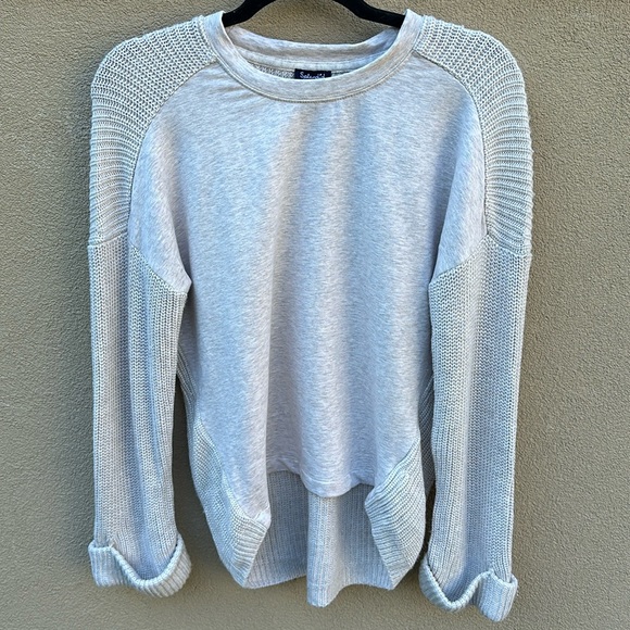 Splendid 🔥 Oversized Sweater With Fleece Crew Neck Gray Sz S - Picture 3 of 7